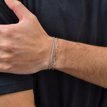 1/2/3pcs Chain Bracelet for, Stainless Steel Twisted Rope Cuban Chain