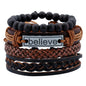 Modyle Multi-layer Gothic Leather Bracelet Set Punk Viantage Wings Charms Handwoven Bracelets for Men Jewelry Gifts