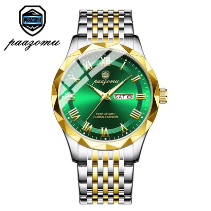 PAAZOMU Top Original Men Watch Waterproof Luminous Date Rectangle Man Wristwatch Mesh Stainless Steel Men's Quartz Watches Male