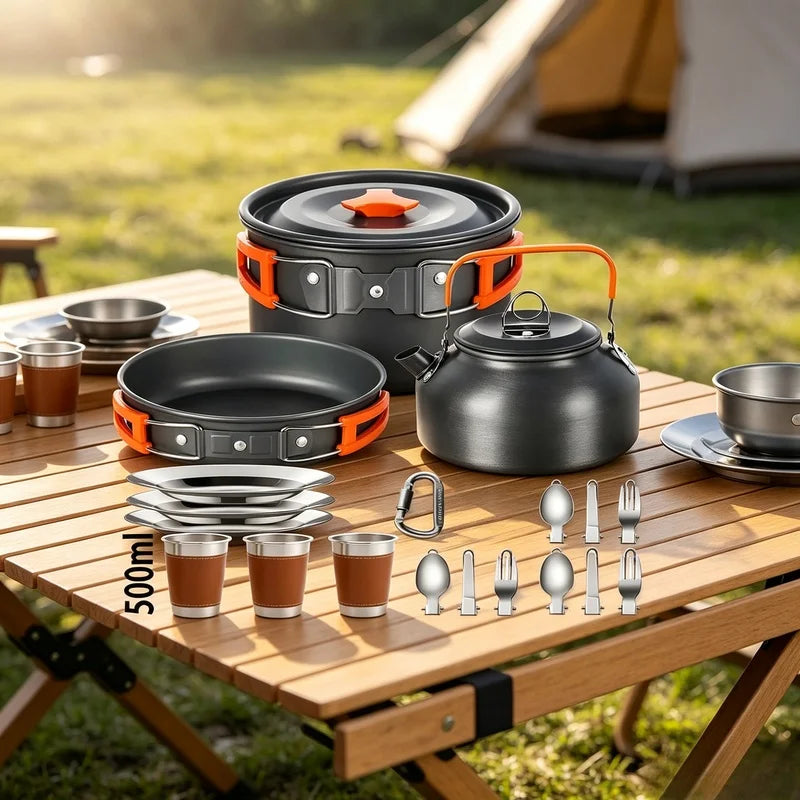2-3 Person Non-Stick Camping Cookware Set, Portable Outdoor Picnic