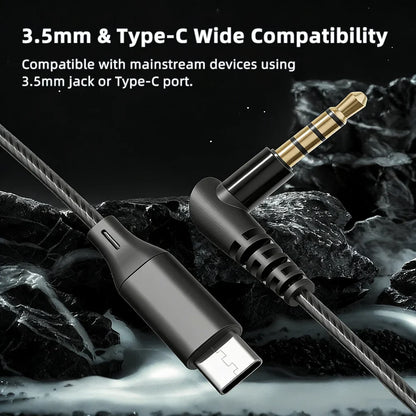 USB C Headphones For Samsung Galaxy S26 S25 Ultra iPhone 17 16 Earphones Wired HiFi Bass Stereo Music Earbuds Gaming  with MIC