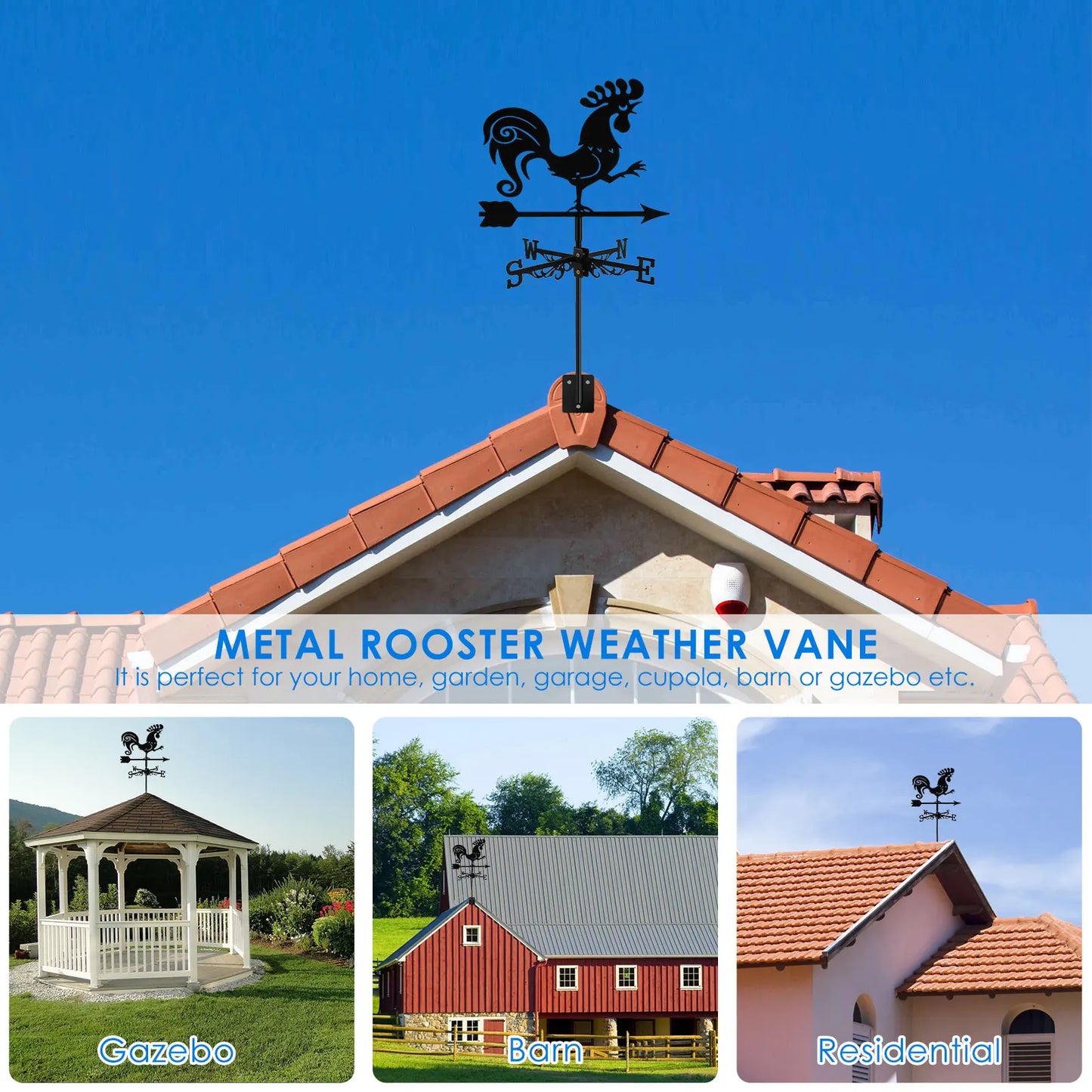 Metal Weather Vane Rustproof Cartoon Animals Sea Rover Wind Direction Indicator for Outdoor Patio Roof Gardens Decoration New