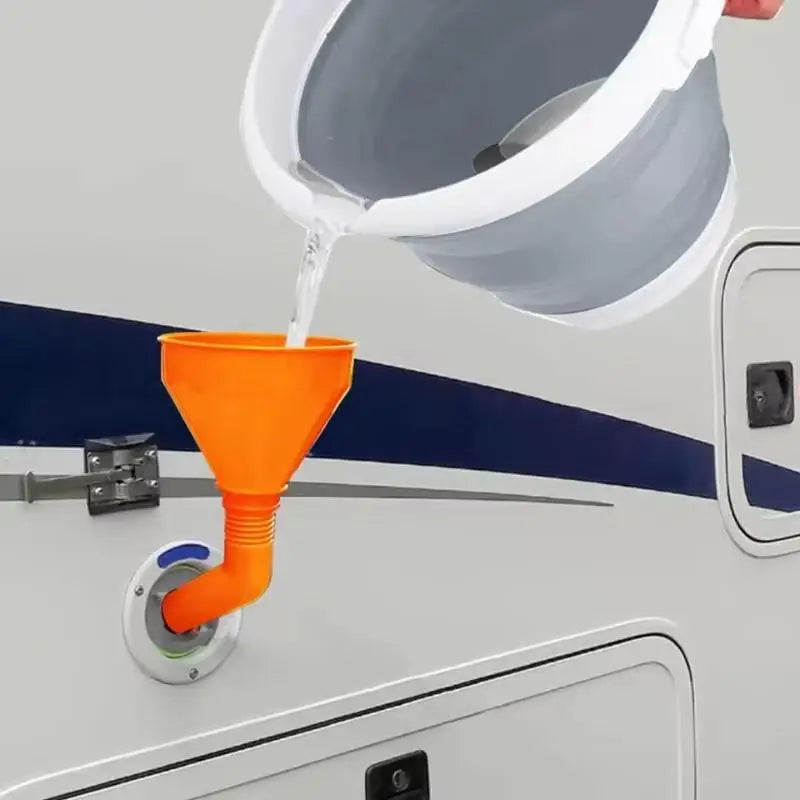 Campervan Water Filling Funnel for RV with Flushing Feature Durable
