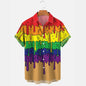 New men's street fashion summer daily shirt Hawaiian colorful rainbow print casual loose shirt short sleeved beach loose top