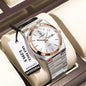 POEDAGAR Luxury Sport Quartz Man Wristwatch Waterproof Luminous Date Week Men Watches Stainless Steel Men's Watch Male Reloj+box