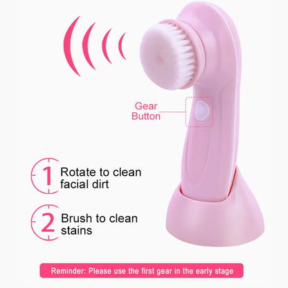 3 IN 1 Electric Facial Cleaner Face Cleansing Brush Wash Machine Spa Skin Care Massager Blackhead Cleaning Charging