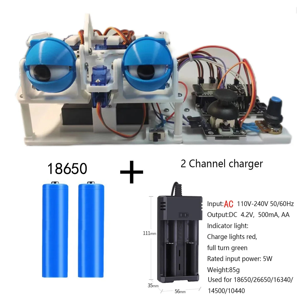 ESP32 APP Control & Joystick Control SG90 Robotic Eye for Arduino, 3D Printed DIY Programmable Robot Kit