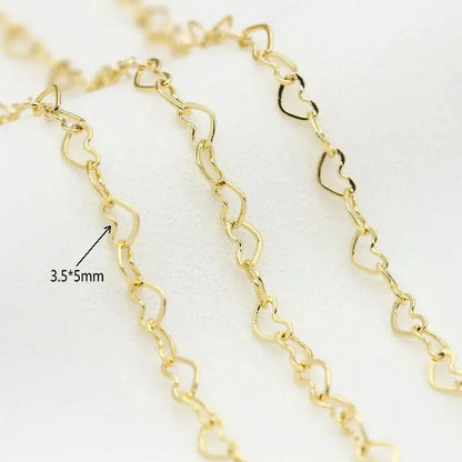 Width3MM 14K Gold Color Plated Brass Heart Shape Necklace Chains High Quality Jewelry Accessories