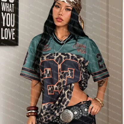 Mesh Colorblock Streetwear Graphic T-Shirt