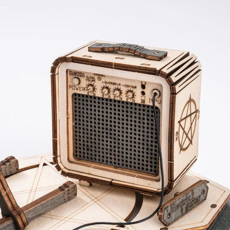 Robotime ROKR Electric Guitar 3D Wooden Puzzle for Kids Adults Assembly Creative Toys Building Block Set for Christmas Gifts