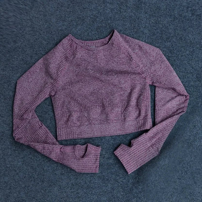 Women’s Long Sleeve Crop Gym Yoga Top