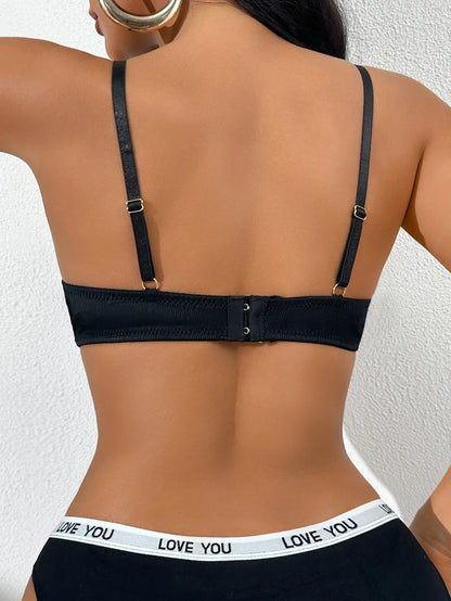 Modern Lace Trim Women Bra Bow Solid Ribbed Unlined Push up Bra Daily Comfortable Bra Women Xs-Xl