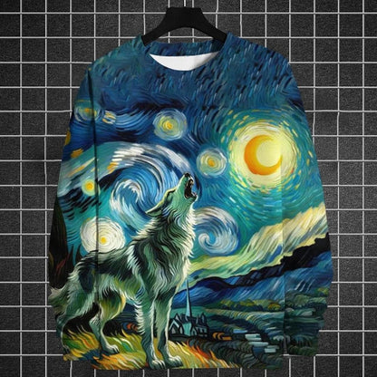 Animal Sweatshirts For Men Long Sleeve T-Shirt Tops 3d Oil Paint Animal Print Sweatshirt Pullover Loose Oversized Men Clothing
