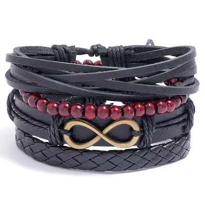 Modyle Multi-layer Gothic Leather Bracelet Set Punk Viantage Wings Charms Handwoven Bracelets for Men Jewelry Gifts