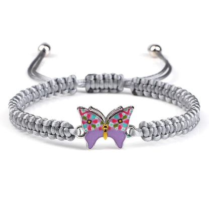 Handmade Braided String Bracelet For Women Blue Butterfly Pendant Adjustable Charm Bracelets&Bangles Fashion Girl Jewelry Gifts