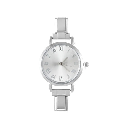 1PC 's Stainless Steel Round Simple Watch Bracelet Bangle for Friend