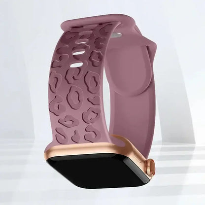Apple Watch Engraved Silicone Band, Ornamental or Leopard