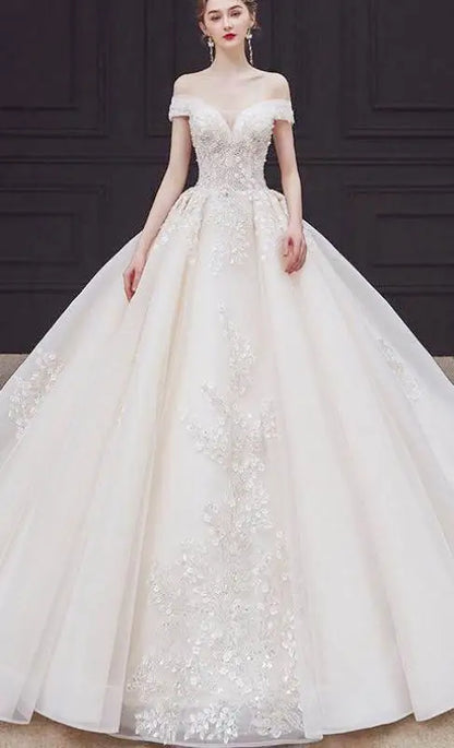 Elegant Off The Shoulder Wedding Gown EDW469