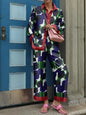2024 Autumn New Loose Vintage Printed Pant Sets Women Long Sleeve Shirts And Wide Legs Trousers Two Piece Set Fashion Streetwear