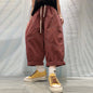 Patchwork Denim Washed Cotton Casual Pants Women Plus Size Loose Cropped Pants 2026 Spring Summer Denim Jeans JLJ522