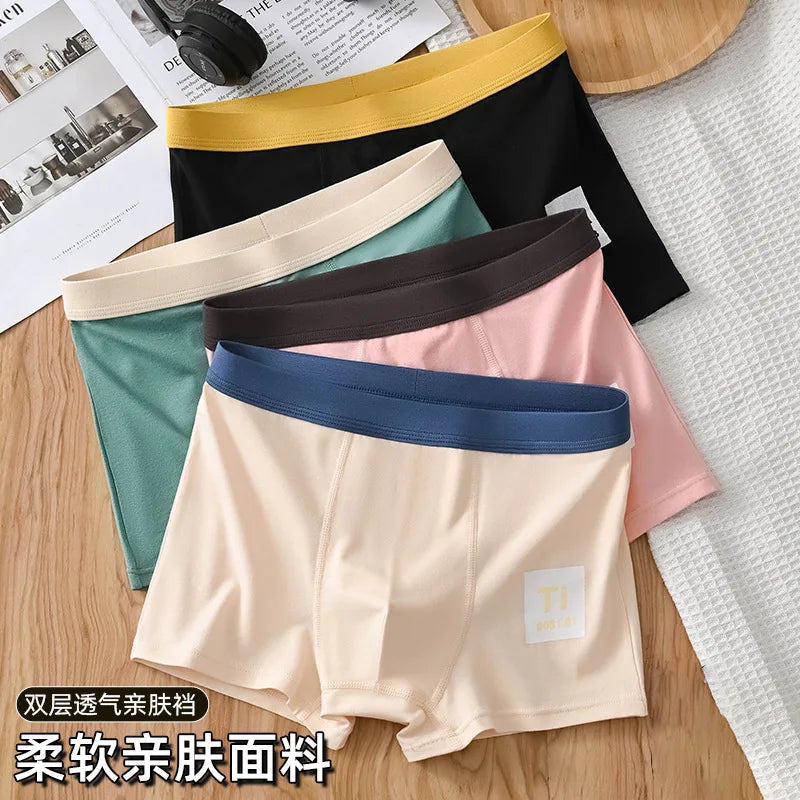 4PCS Mens Underwear Men Fashion Underpants Male High Stretch Boxer Panties Shorts Breathable Soft Shorts Comfortable Plus size