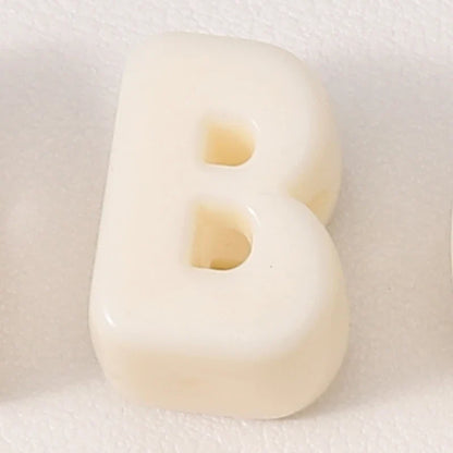 20pcs Beige Acrylic Large Hole Letter Loose Beads DIY Necklace