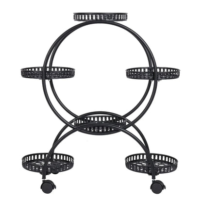Heavy Duty Metal Plant Stand with Lockable Wheels Garden Cart Flower Pots Holder for Indoor Outdoor Use