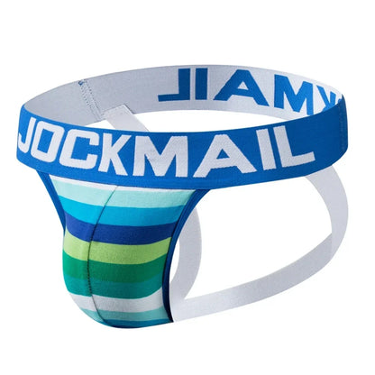 3pcs/Lot Sexy Men Underwear Jockstrap Brief Underpants Rainbow Stripes Gay Underwear Slip Tanga String Thong Breathable Cotton