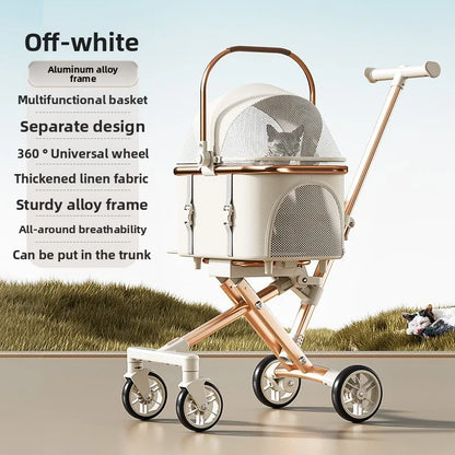 3 in 1 Pet Stroller for 20LBS Dogs Cats with Detachable Carrier Foldable Pet Travel Carrier for Car Seat Hand Carry Safe Outings