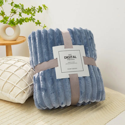 Ultra Soft Fleece Bed Throw Blankets for Lunch Rest Double Sided Warm Blanket Skin-Friendly Warm Conditioning Quilt Breathable