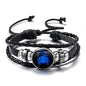 Luminous 12 Zodiac Constellation Sign Braided Couples Leather Bracelet For men Black Rope Charm Party Grow in the dark Jewelry