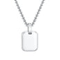 Engrave Square Necklace Personalized Tag ID Pendant, Stainless Steel Gold Plated Jewelry for Women Men Girl Christmas Birthday