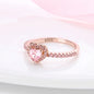 Rose Gold Plated Elegant Heart Halo Cocktail Ring Brilliant Multi Stone Fine Jewelry For Women And Teens