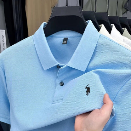 100% Pure Cotton High-End Brand Men's Short Sleeve Polo Shirt Summer