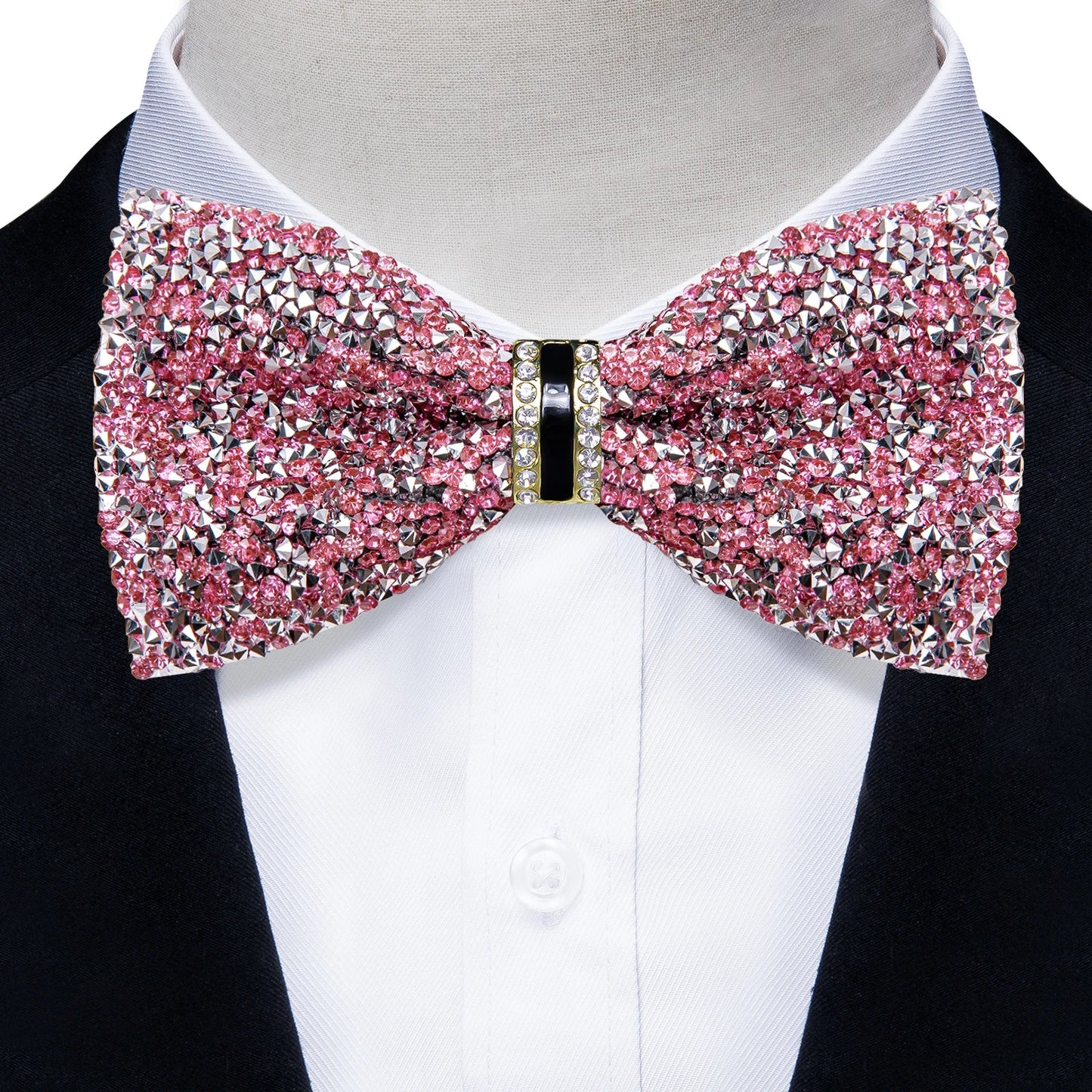 Sparkle Rhinestone Bow Ties for Men Pre-Tied Diamond Sequin Bowtie with Adjustable Length Wedding Party