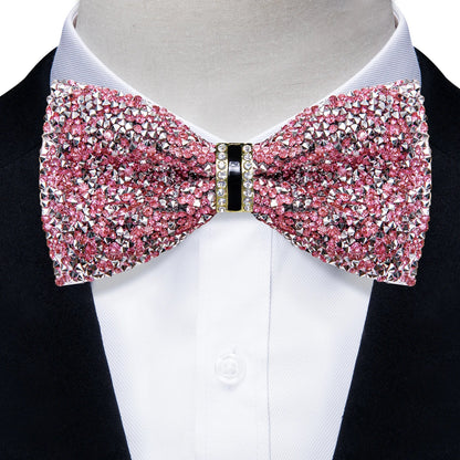 Sparkle Rhinestone Bow Ties for Men Pre-Tied Diamond Sequin Bowtie with Adjustable Length Wedding Party