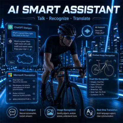 2026 NEW AI Smart Glasses ChatGPT 1080P Camera 8MP Anti-shake Cycling Video&Photo Sport Sunglasses DualMic 32GB Windproof Goggle