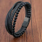 Charm Braid Rope Bracelet For Men Stainless Steel Magnetic Buckle Genuine Leather Bracelets & Bangles Male Female Jewelry