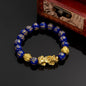 Feng Shui Gold Color Pixiu Bracelet For Women Men Chinese Lucky Wealth Black Obsidian Crystal Natural Stone Beads Bangle Jewelry