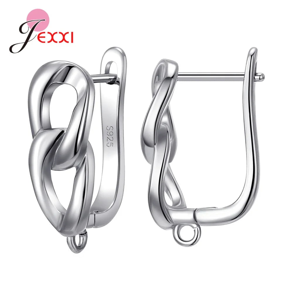 Fashion DIY Cubic Zirconia Earrings Hook Rhinestone 925 Sterling Silver Earring Findings For Handmade Jewelry Accessories