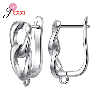 Fashion DIY Cubic Zirconia Earrings Hook Rhinestone 925 Sterling Silver Earring Findings For Handmade Jewelry Accessories