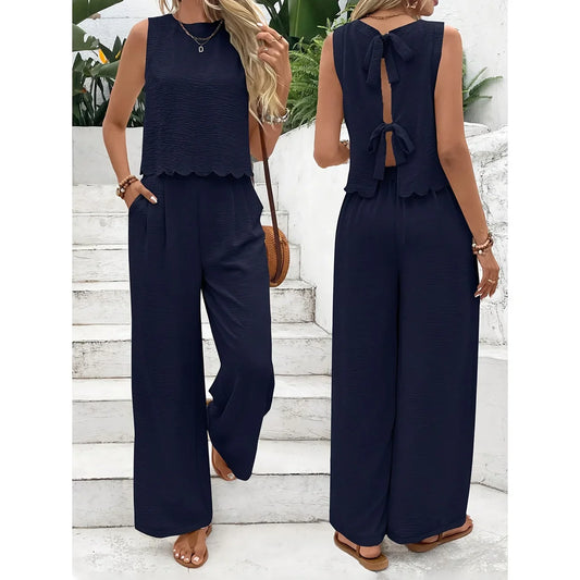 Summer New Women's Fashion Sleeveless Tank Top Casual Pants Set