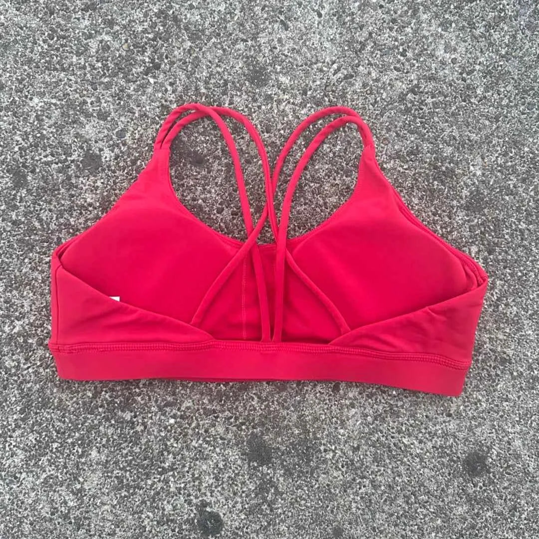 Solid Color Cross Fitness Bra with Chest Pad