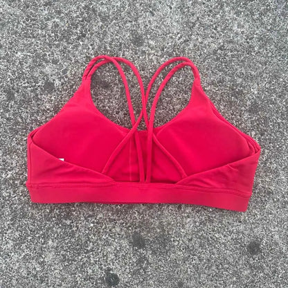 Solid Color Cross Fitness Bra with Chest Pad