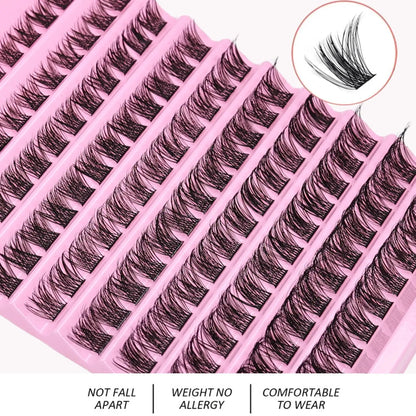 Lash Clusters 120Pcs D Curl Fluffy Volume Individual Lashes Natural Wispy DIY Eyelash Extensions Cluster Lashes for Home Use