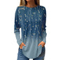 2024 women's fashion tops long sleeve round neck pullover casual long sleeve t-shirt new 3d printed gradient printed t-shirt