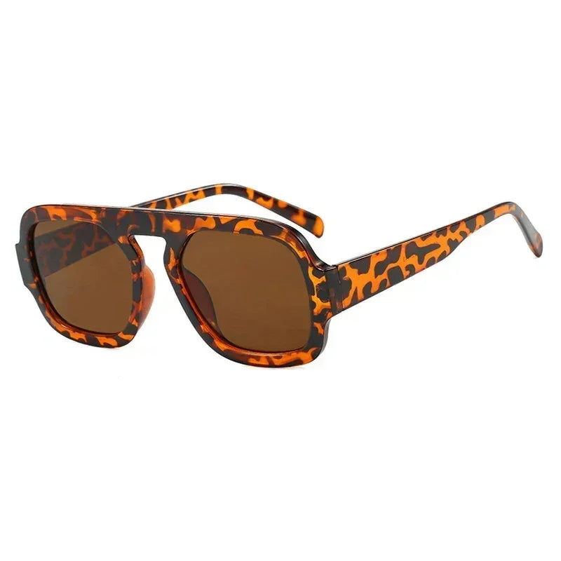 DOHOHDO 2025 Fashion Square Sunglasses Women New Retro Black Brown Thick Frame Pilot Sun Glasses Woman Chic Polygon Shades UV400