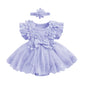 3D Flower Summer Baby Girls Romper Princess Mesh Newborn Clothes Lace