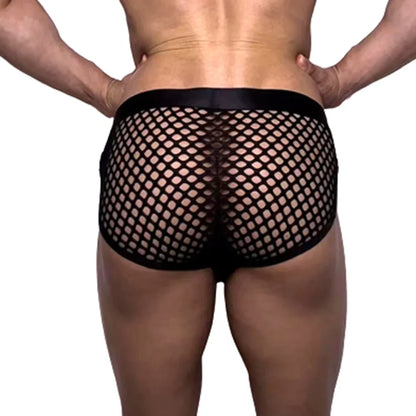 Mens Slip Bikini Jockstrap Briefs Mens Panties Sexy Fishnets Hole Transparent Mesh Ice Silk Men Underwear Sissy Men Underpants
