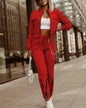 Women’s Zipper Crop Jacket & High Waist Pants